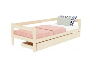 Benlemi Jednolôžková posteľ z dreva SAFE 5v1 so zábranou a úložným šuplíkom Zvoľte farbu: Nelakovaná, Zvoľte rozmer: 135x190 cm, Zvoľte zábranu: S je…