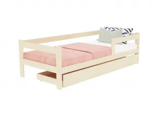 Benlemi Jednolôžková posteľ z dreva SAFE 5v1 so zábranou a úložným šuplíkom Zvoľte farbu: Nelakovaná, Zvoľte rozmer: 135x190 cm, Zvoľte zábranu: S je…