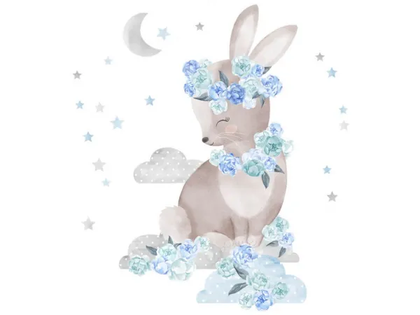 Nálepky na stenu ZAJČIK do detskej izby MODRÝ