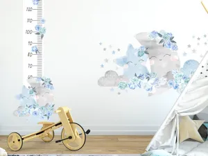 Samolepiaci nástenný meter MESIAC do detskej izby MODRÝ