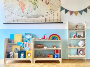 Detský Montessori regál na knihy a hračky Zvoľte farbu: Nelakovaná