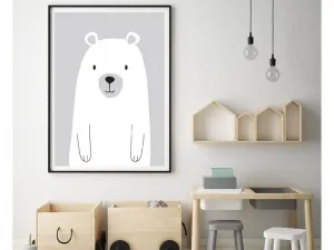 Plagát ĽADOVÝ MEDVEĎ do detskej izby SIVÝ Zvoľte rozmer: 30 x 40 cm