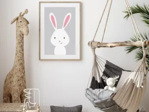 Plagát na stenu KRÁLIK do detskej izby SIVÝ Zvoľte rozmer: 20 x 30 cm