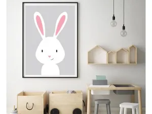 Plagát na stenu KRÁLIK do detskej izby SIVÝ Zvoľte rozmer: 20 x 30 cm
