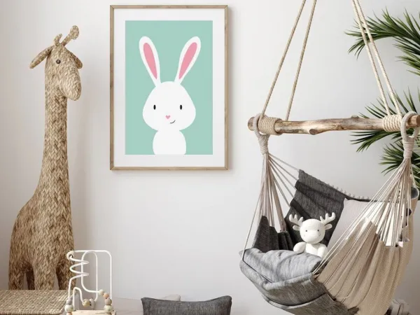 Plagát na stenu KRÁLIK do detskej izby MINTOVÝ Zvoľte rozmer: 30 x 40 cm