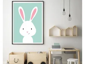 Plagát na stenu KRÁLIK do detskej izby MINTOVÝ Zvoľte rozmer: 30 x 40 cm