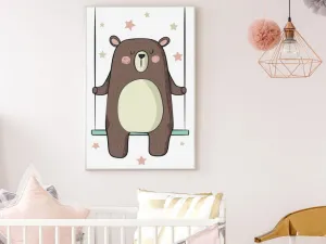 Plagát pre deti MEDVEĎ NA HOJDAČKE Zvoľte rozmer: 30 x 40 cm
