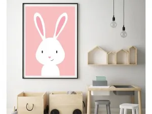 Plagát na stenu KRÁLIK do detskej izby RUŽOVÝ Zvoľte rozmer: 20 x 30 cm