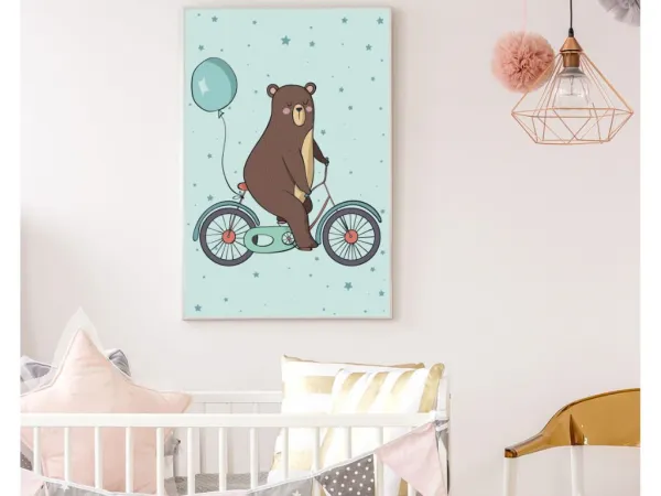 Plagát na stenu MEDVEĎ NA KOLE do detskej izby Zvoľte rozmer: 30 x 40 cm