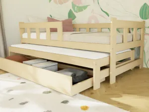 Benlemi Jednolôžko FENCE 90x200 3v1 so zábranou, prístelkou a úložným šuplíkom Zvoľte farbu: Tehlová, Zvoľte zábranu: S jednou zábranou vpravo