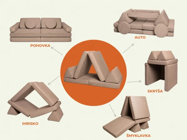Veľký multifunkčný skladací bunker z menčestra SOFA PURE Zvoľte farbu: Hnedá