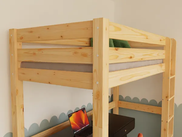 Drevená vyvýšená posteľ MAKALU pre deti 90x200 cm Zvoľte farbu: Biela