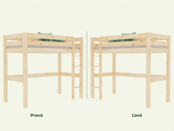 Drevená vyvýšená posteľ MAKALU pre deti 90x200 cm Zvoľte farbu: Biela