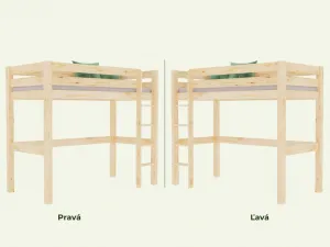 Drevená vyvýšená posteľ MAKALU pre deti 90x200 cm Zvoľte farbu: Biela