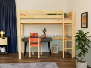 Drevená vyvýšená posteľ MAKALU pre deti 90x200 cm Zvoľte farbu: Biela