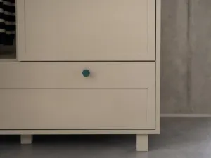 Detská šatníková skriňa so šuplíkom, tyčami a policami VINTAGE eukalyptová