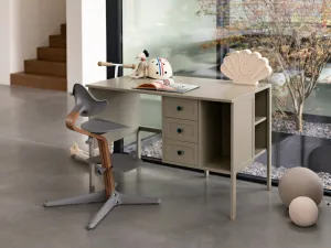 Písací stôl so šuplíkmi do detskej izby VINTAGE eukalyptový