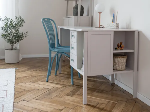Písací stôl so šuplíkmi do detskej izby VINTAGE kašmírový