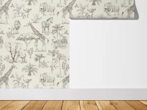 Umývateľná tapeta SAFARI do detskej izby KRÉMOVÁ