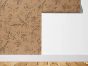 Umývateľná tapeta SAFARI do detskej izby HNEDÁ