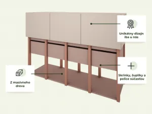 Úložná komoda nielen do detskej izby TWEENS koralová