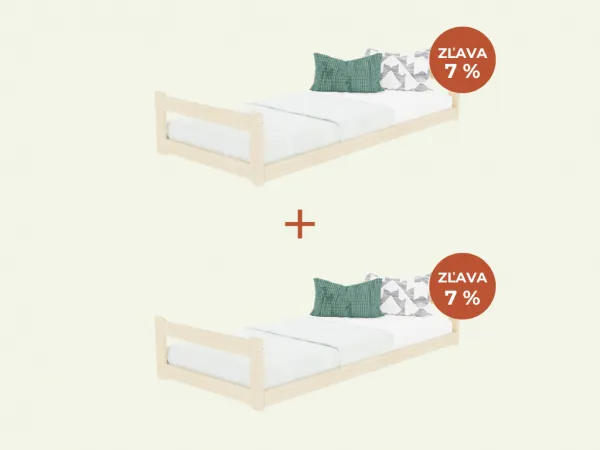 Benlemi Nízke postele SAFE 2v1 pre dve deti Zvoľte farbu: Nelakovaná, Zvoľte rozmer: 90x180 cm