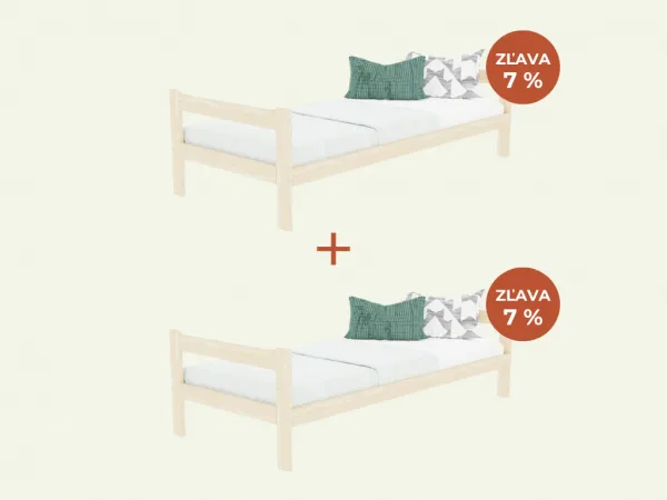 Benlemi Postele SAFE 2v1 pre dve deti Zvoľte farbu: Nelakovaná, Zvoľte rozmer: 140x200 cm