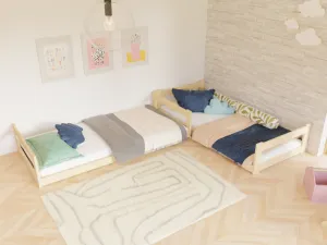 Benlemi Nízke postele SAFE 2v1 pre dve deti Zvoľte farbu: Nelakovaná, Zvoľte rozmer: 90x180 cm