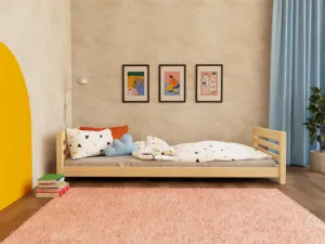 Benlemi Nízke detské jednolôžko z dreva TULY s dvoma čelami Zvoľte farbu: Nelakovaná, Zvoľte rozmer: 90x200 cm, Zvoľte zábranu: S otvoreným vstupom