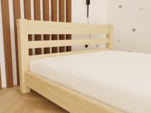 Benlemi Nízka detská jednolôžková posteľ TULY s čelom Zvoľte farbu: Nelakovaná, Zvoľte rozmer: 80x190 cm, Zvoľte zábranu: S otvoreným vstupom