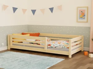 Benlemi Nízka detská drevená posteľ TULY so zábranou Zvoľte farbu: Nelakovaná, Zvoľte rozmer: 90x200 cm, Zvoľte zábranu: S otvoreným vstupom