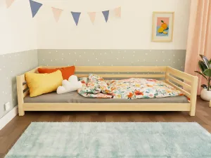 Benlemi Nízka detská drevená posteľ TULY so zábranou Zvoľte farbu: Nelakovaná, Zvoľte rozmer: 90x200 cm, Zvoľte zábranu: S otvoreným vstupom