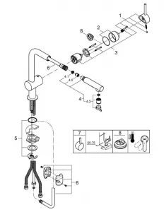 Grohe Minta - Drezová batéria s výsuvnou spŕškou, kefovaný Cool Sunrise 30274GN0