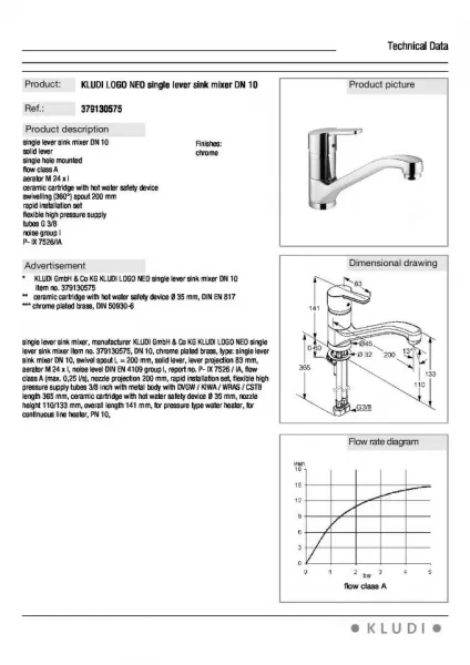 Kludi Logo Neo - drezová batéria chrom 379130575