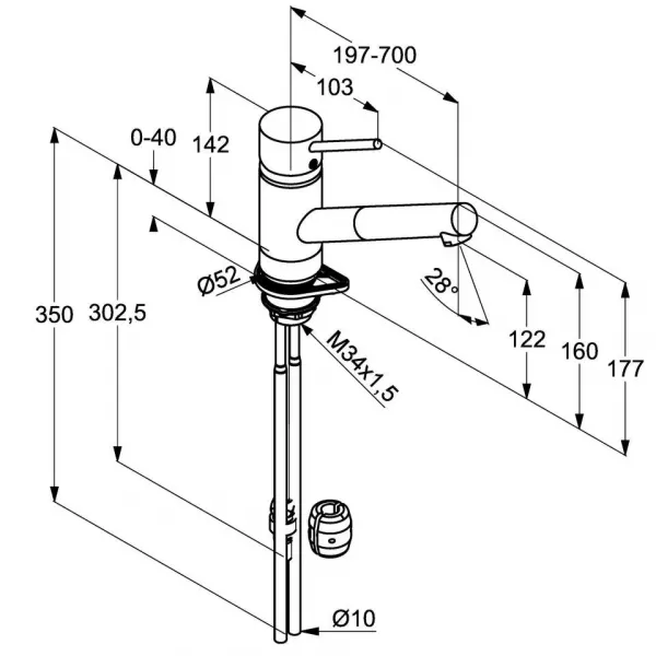 Kludi Scope - SCOPE drezová jednopáková batéria, vyťahovací výtok DN 10 339310575