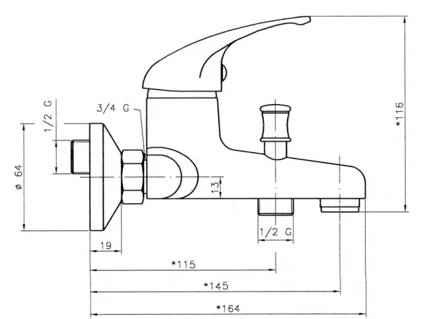 Novaservis - Vaňová batéria bez príslušenstva 100 mm Titania Iris chróm 92024/1,0