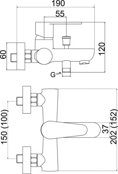 Novaservis - Vaňová nástenná batéria bez sprchovej súpravy Fresh 150 mm 96020/1,0