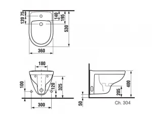 JIKA - Lyra plus Závesný bidet, otvor na batériu, biela H8303810003021