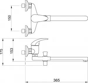 Novaservis - Paneláková batéria bez sprchy 150 mm Titania Iris chróm 92032/1,0