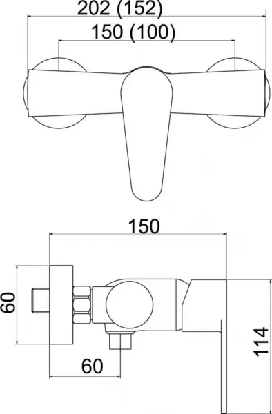 Novaservis - Sprchová nástenná batéria bez sprchovej súpravy 150 mm chróm 96061/1,0