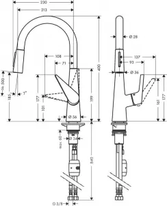 HansGrohe Talis M51 - Páková drezová batéria 200 s vyťahovacou spŕškou, chróm 72813000