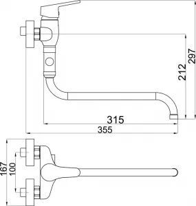Novaservis - Paneláková batéria bez sprchy 100 mm chróm Titania Iris New 94475/1,0