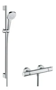 HansGrohe Croma Select E - Sprchová súprava Vario s termostatom, 3 prúdy, sprchová tyč 900 mm, biela/chróm 27082400