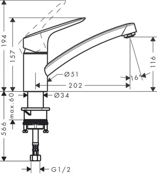 HansGrohe Logis - Páková drezová batéria 120, chróm 71830000