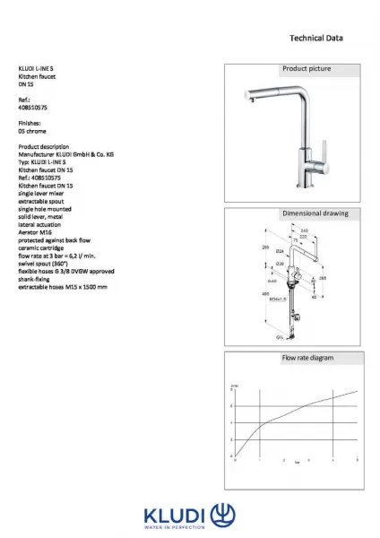 Kludi L-Ine - S drezová jednopáková batéria DN15 chróm 408510575