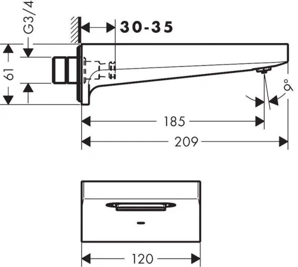 Hansgrohe Metropol - Vaňový výtok, chróm 32543000