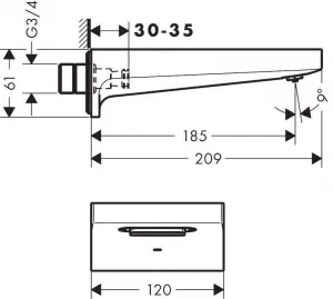 Hansgrohe Metropol - Vaňový výtok, chróm 32543000