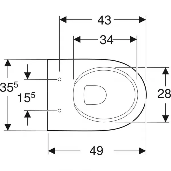 Geberit Selnova Compact - Závesné WC, 490x355 mm, Rimfree, biela 500.377.01.2