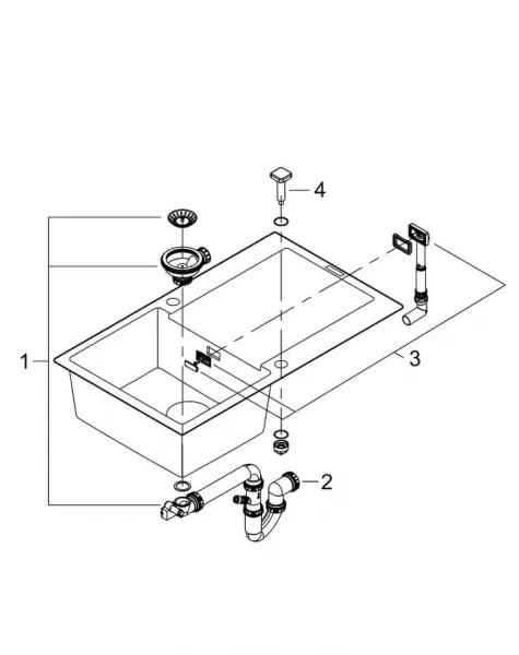 Grohe Drezy - Kompozitný drez K500 s automatickým odtokom, 860x500 mm, granitová čierna 31644AP0