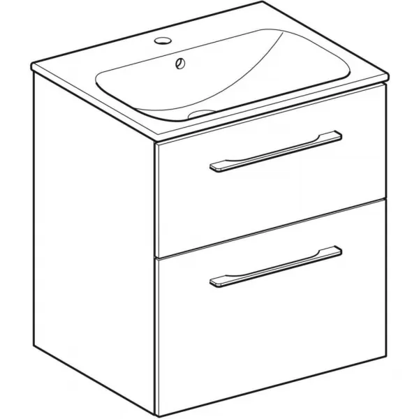 Geberit Selnova Square - Umývadlová skrinka 635x588x480 mm, s umývadlom, 2 zásuvky, lesklá biela 501.236.00.1